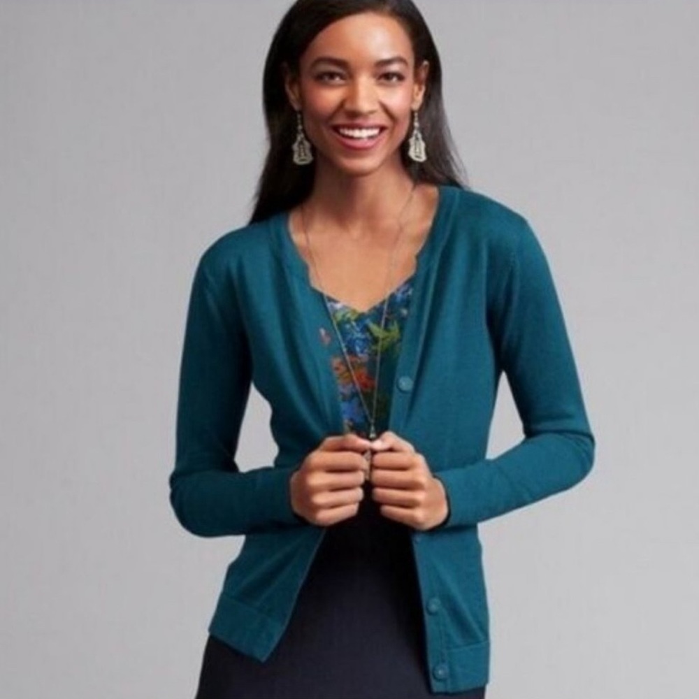 Cabi | Ever Cardigan Sweater Snap Front Blue Size Medium
